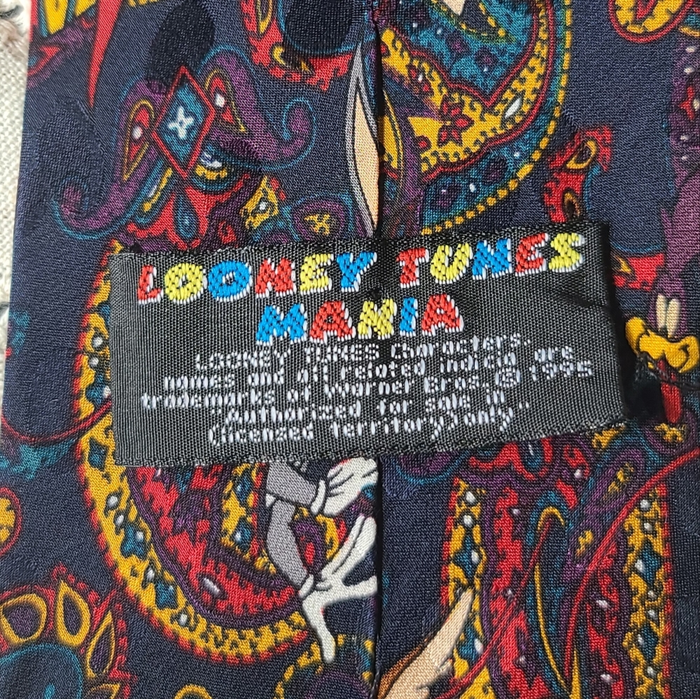 1995 Vintage RARE Looney Tunes Mania silk tie - Picture 6 of 8